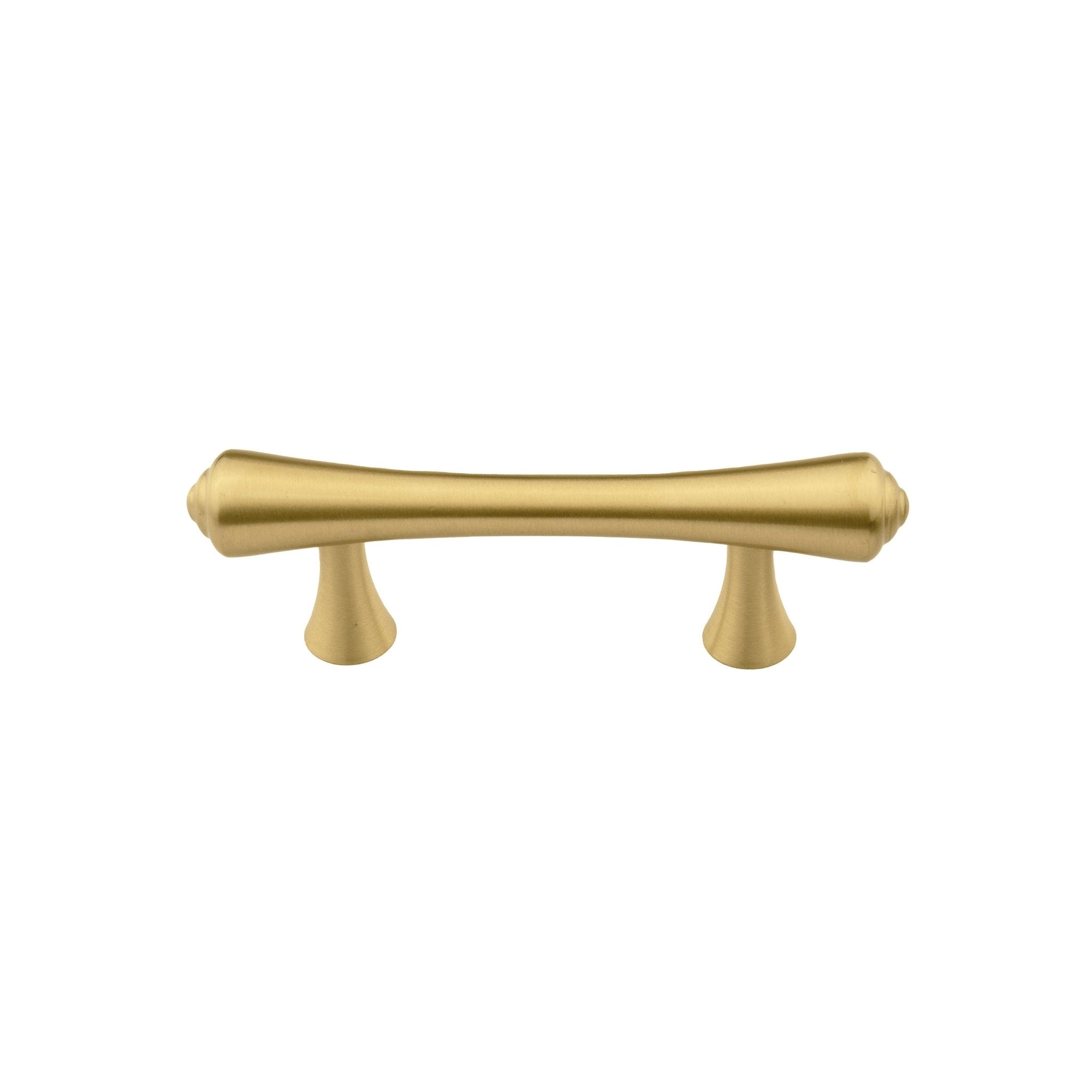 B‑0068 Raphael modern brass pull handle in brushed gold, available in 50 mm, 115 mm, 170 mm &amp; 188 mm lengths, ideal for kitchen cabinets, drawers, wardrobes and bedroom furniture by Mantara.