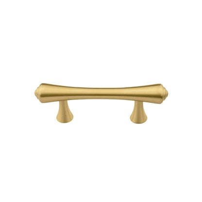 B‑0068 Raphael modern brass pull handle in brushed gold, available in 50 mm, 115 mm, 170 mm &amp; 188 mm lengths, ideal for kitchen cabinets, drawers, wardrobes and bedroom furniture by Mantara.