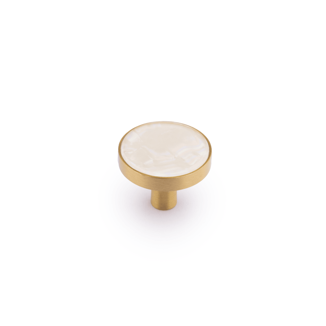 Regal Pearl knob B-0005, white shell brass, Dia27mm H20mm, polished finish, for cabinets &amp; drawers by Mantara