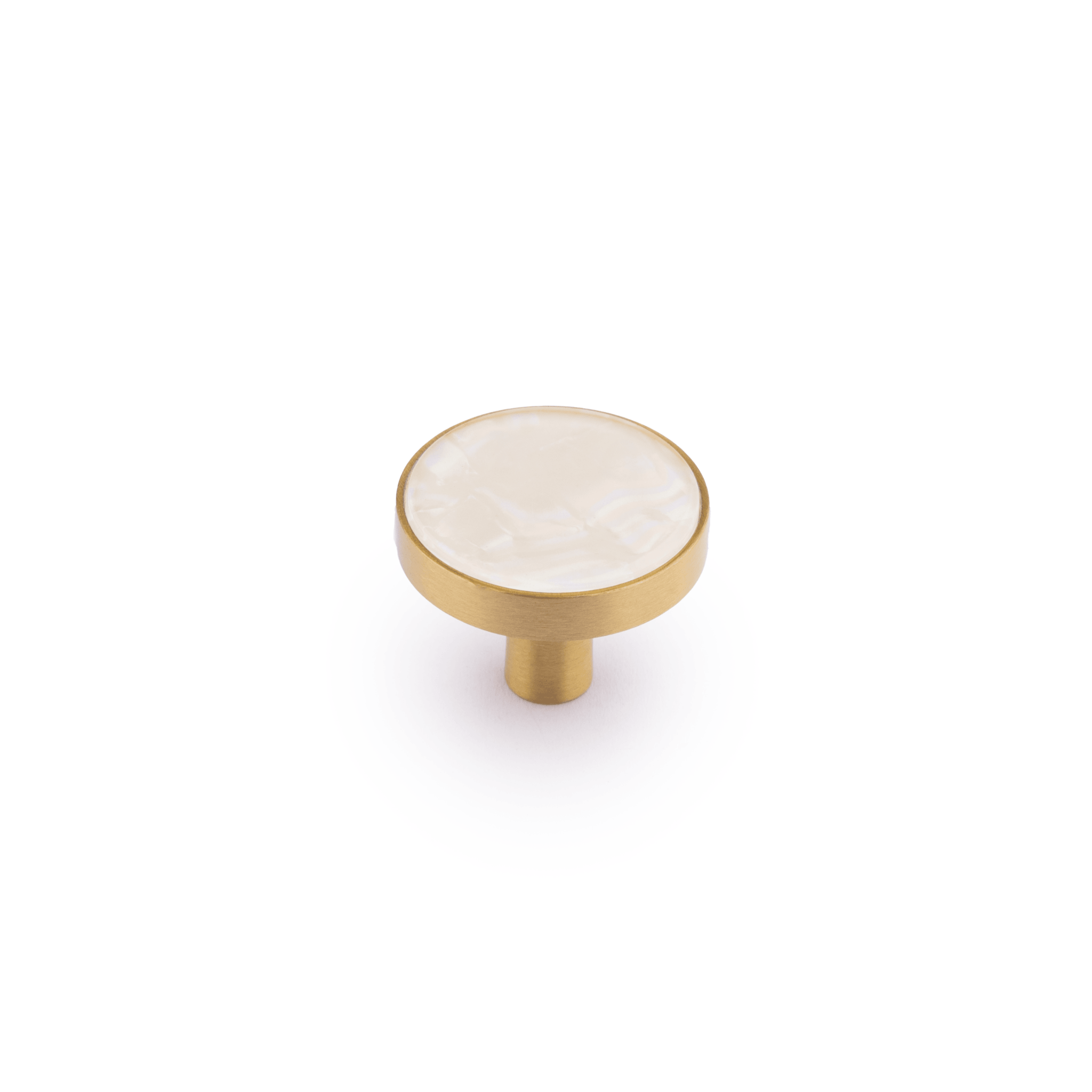 Regal Pearl knob B-0005, white shell brass, Dia27mm H20mm, polished finish, for cabinets &amp; drawers by Mantara