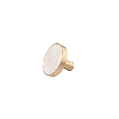 Regal Pearl knob B-0005, white shell brass, Dia37mm H25mm, polished finish, for furniture &amp; bathrooms by Mantara