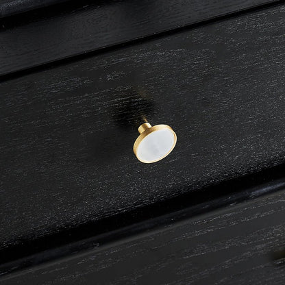 Regal Pearl knob B-0005, white shell brass, Dia37mm H25mm, polished finish, for furniture &amp; bathrooms by Mantara