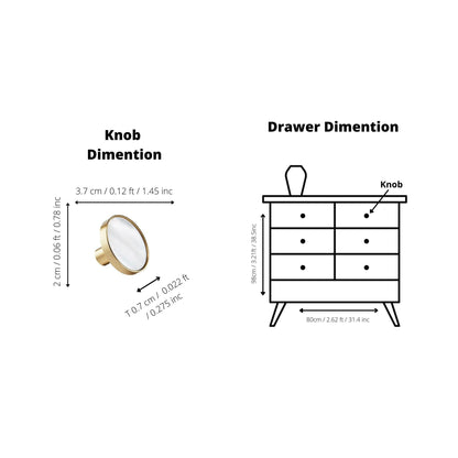 Regal Pearl knob B-0005, white shell brass, Dia37mm H25mm, polished finish, for furniture &amp; bathrooms by Mantara