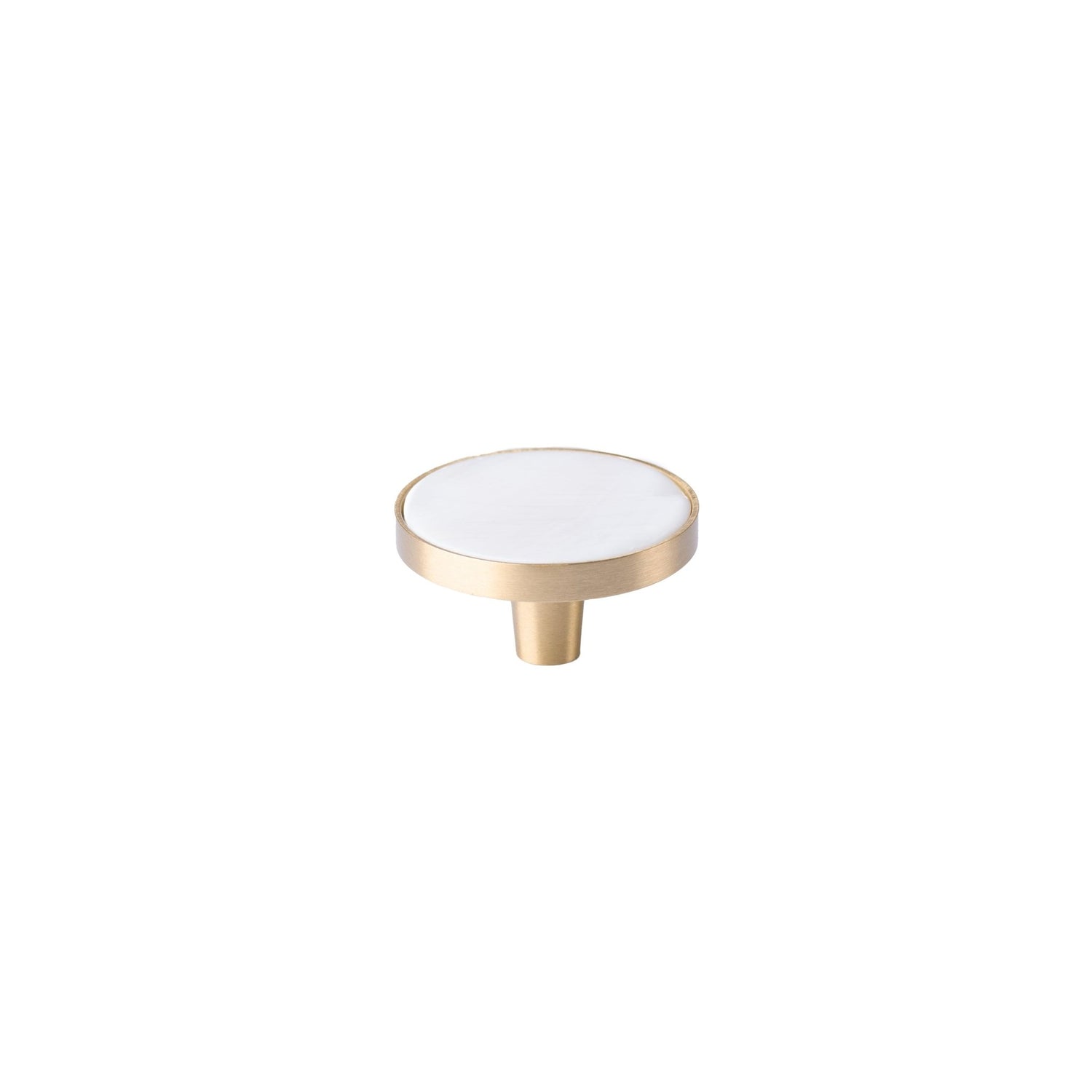 Regal Pearl knob B-0005, white shell brass, Dia37mm H25mm, polished finish, for furniture &amp; bathrooms by Mantara