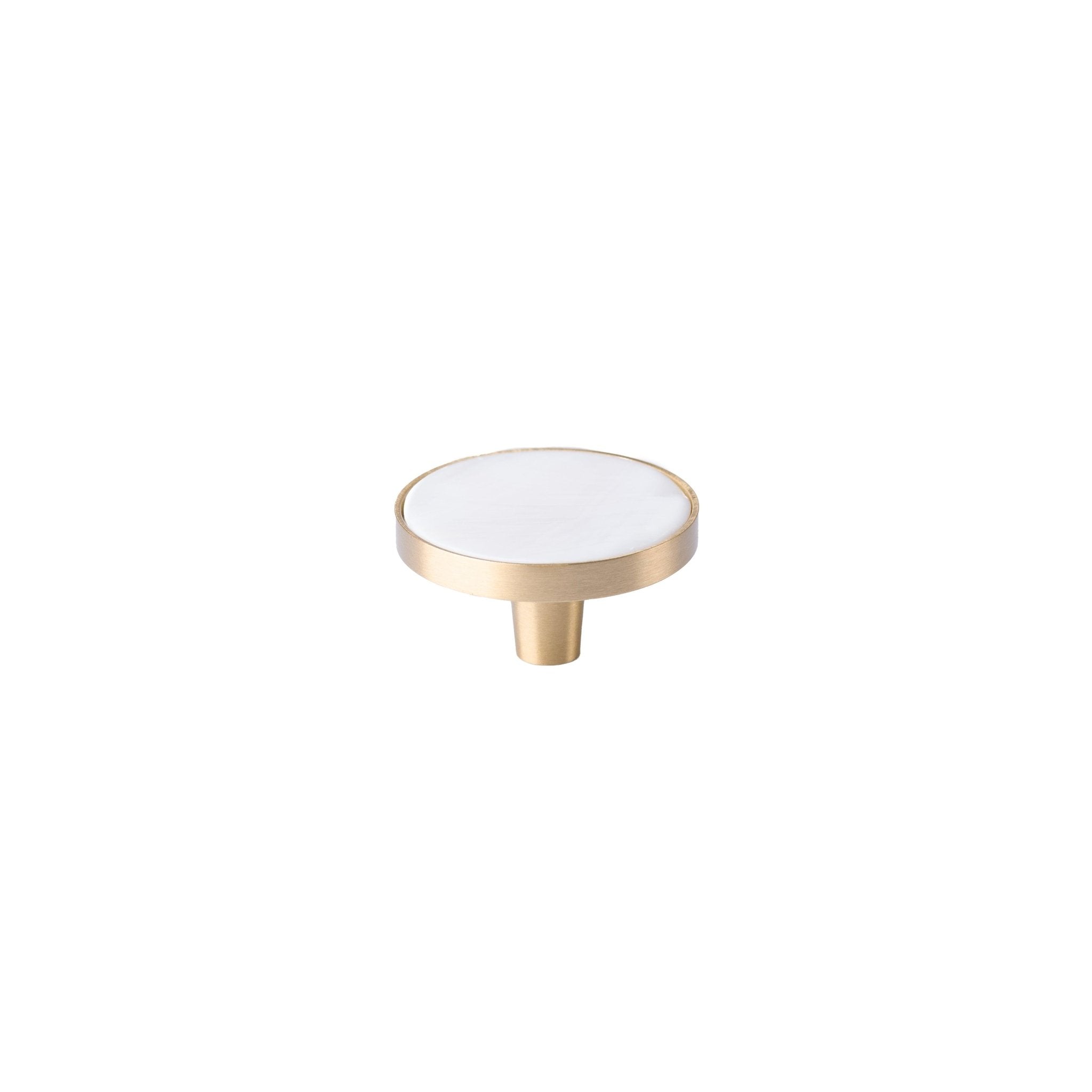 Regal Pearl knob B-0005, white shell brass, Dia37mm H25mm, polished finish, for furniture &amp; bathrooms by Mantara