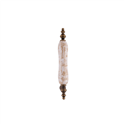 The Mantara CR-0006 Renaissance Handle is a modern zinc and ceramic handle in white with a brushed finish, ideal for doors and almirahs.