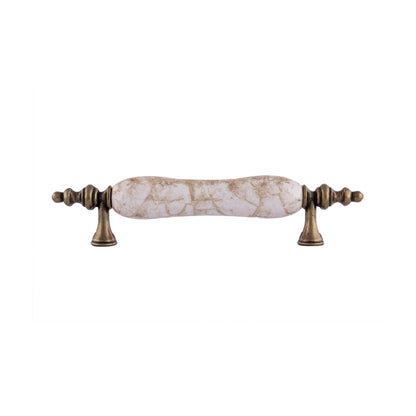 The Mantara CR-0006 Renaissance Handle is a modern zinc and ceramic handle in white with a brushed finish, ideal for doors and almirahs.