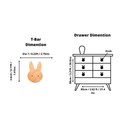 Mantara Rabbit Knob  W-0024 is a modern beige wooden knob/hook, ideal for kids’ rooms, drawers, and cabinets.