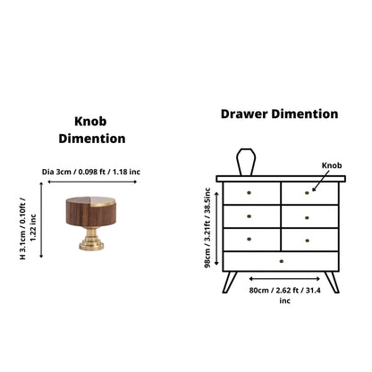 Mantara Robyn Knob W-0020 is a modern wood and brass knob in brown brushed finish, ideal for kitchen drawers and dresser drawers.