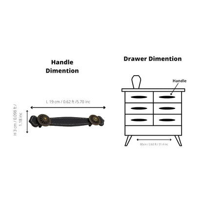 The Mantara L-0006 Royal Leather Handle is a modern black leather handle, ideal for furniture, cabinets, and wardrobes.