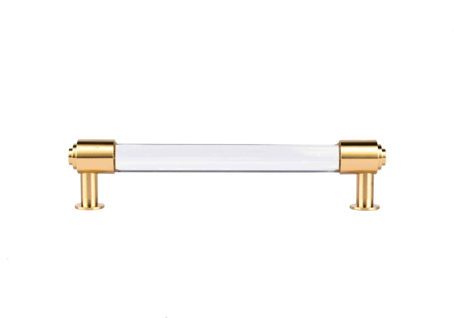 The Mantara C-0023 Sapience Handle is a modern crystal and brass handle in white transparent, perfect for cabinets, drawers, and wardrobes.