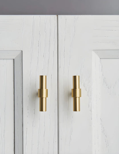 Mantara Seraphine Handle B-0054 is a modern brushed brass handle in gold, ideal for wardrobes, almirahs, and kitchens.