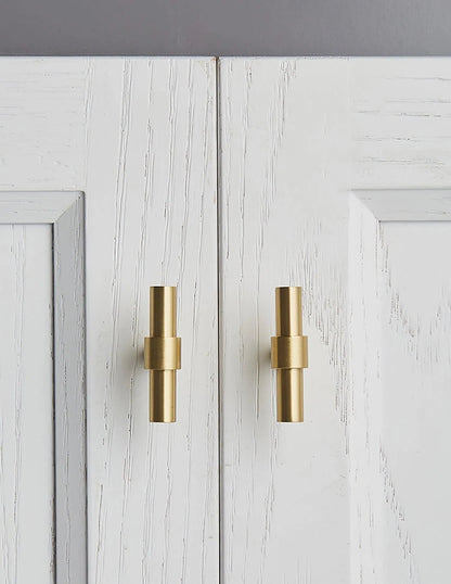 B-0054 Seraphine solid brass cabinet pull handle, brushed gold, sizes 50mm, 128mm, 165mm, 200mm, 230mm &amp; 265mm, for kitchen drawers &amp; wardrobes by Mantara.