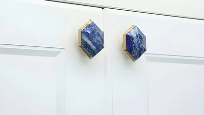 The Mantara C-0004 is a Nordic crystal + brass knob in blue, ideal for wardrobes, drawers &amp; cabinets.