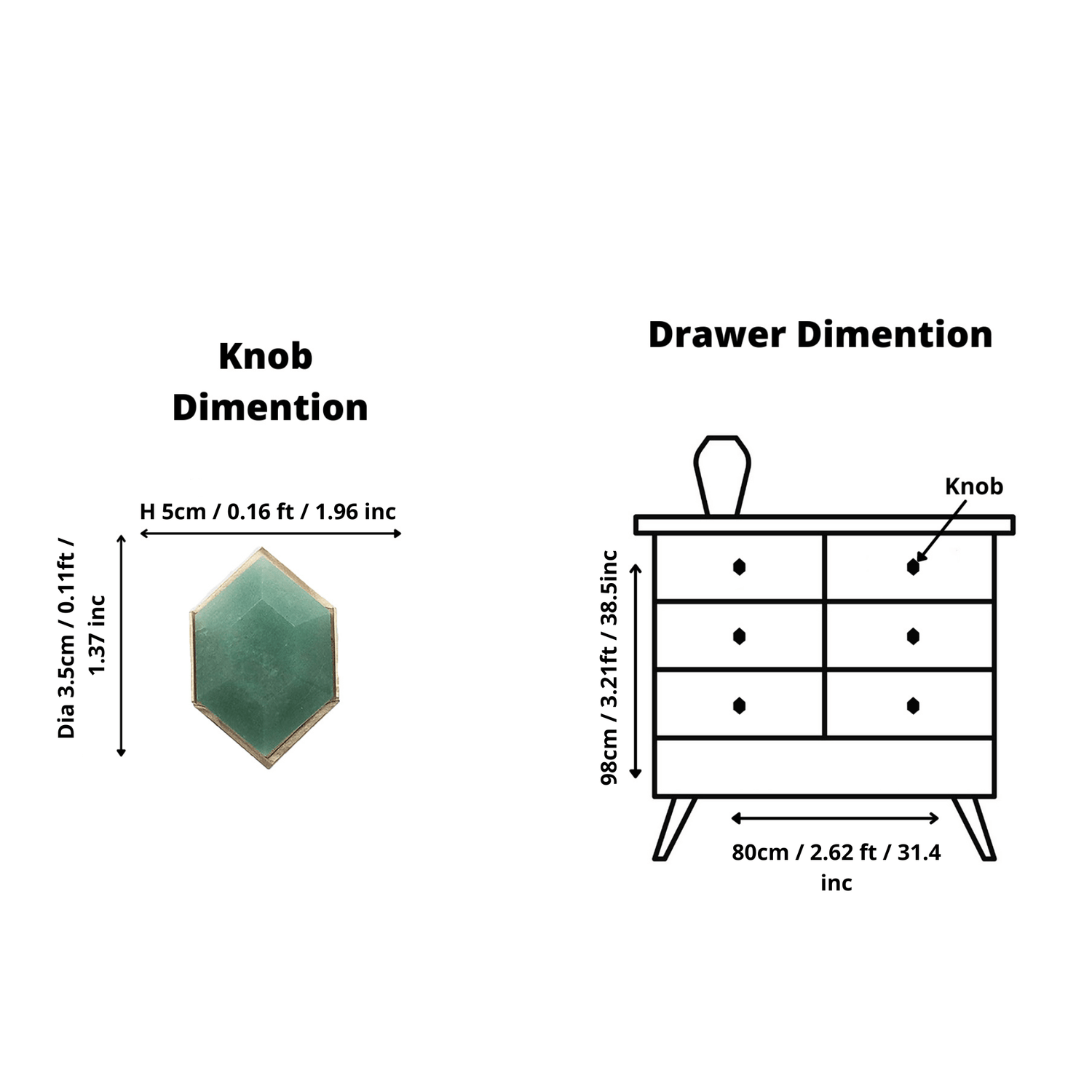 The Mantara C-0004 is a Nordic crystal + brass knob in green, ideal for wardrobes, drawers &amp; cabinets.