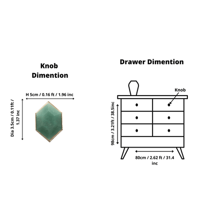 The Mantara C-0004 is a Nordic crystal + brass knob in green, ideal for wardrobes, drawers &amp; cabinets.