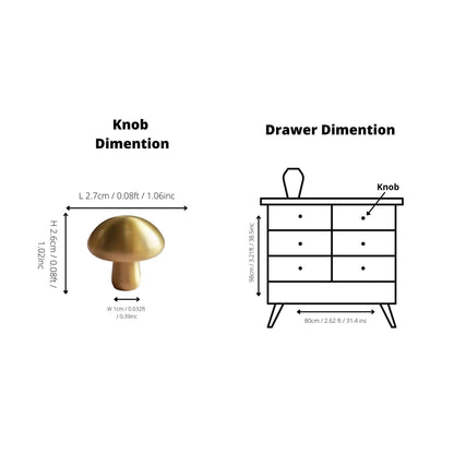 Mantara Shroom Knob B-0100 is a modern solid brass knob in brushed gold, perfect for kitchens, cabinets, and furniture.