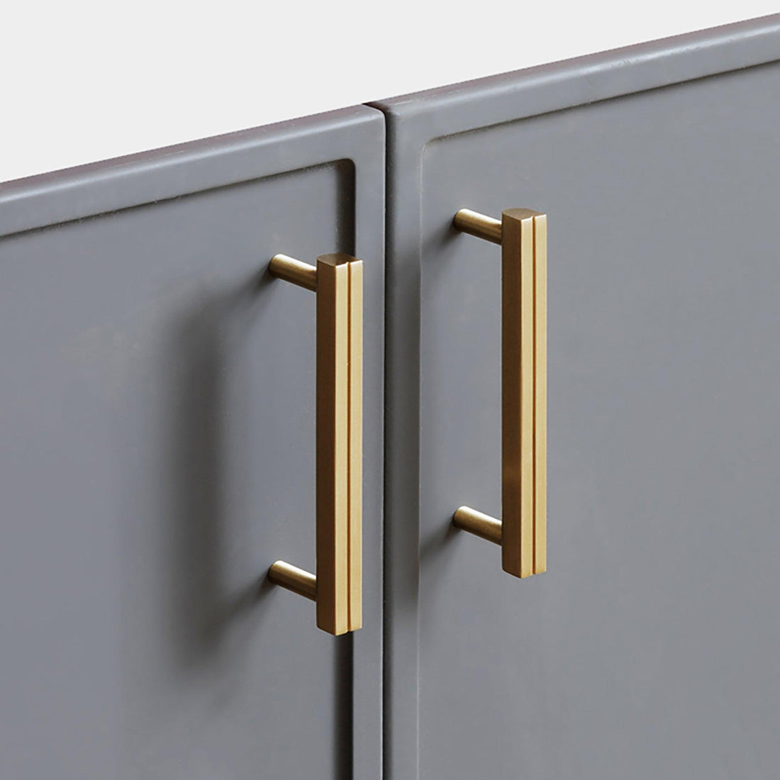 B-0055 Skyline solid brass cabinet pull handle, brushed gold, sizes 115mm &amp; 245mm, for kitchen drawers &amp; wardrobes by Mantara.