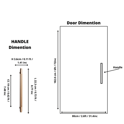 A versatile bar handle in aluminum alloy with matte rose gold or grey finish, Mantara AL-0002 bar handle for cabinets and wardrobes, SKU AL-0002.