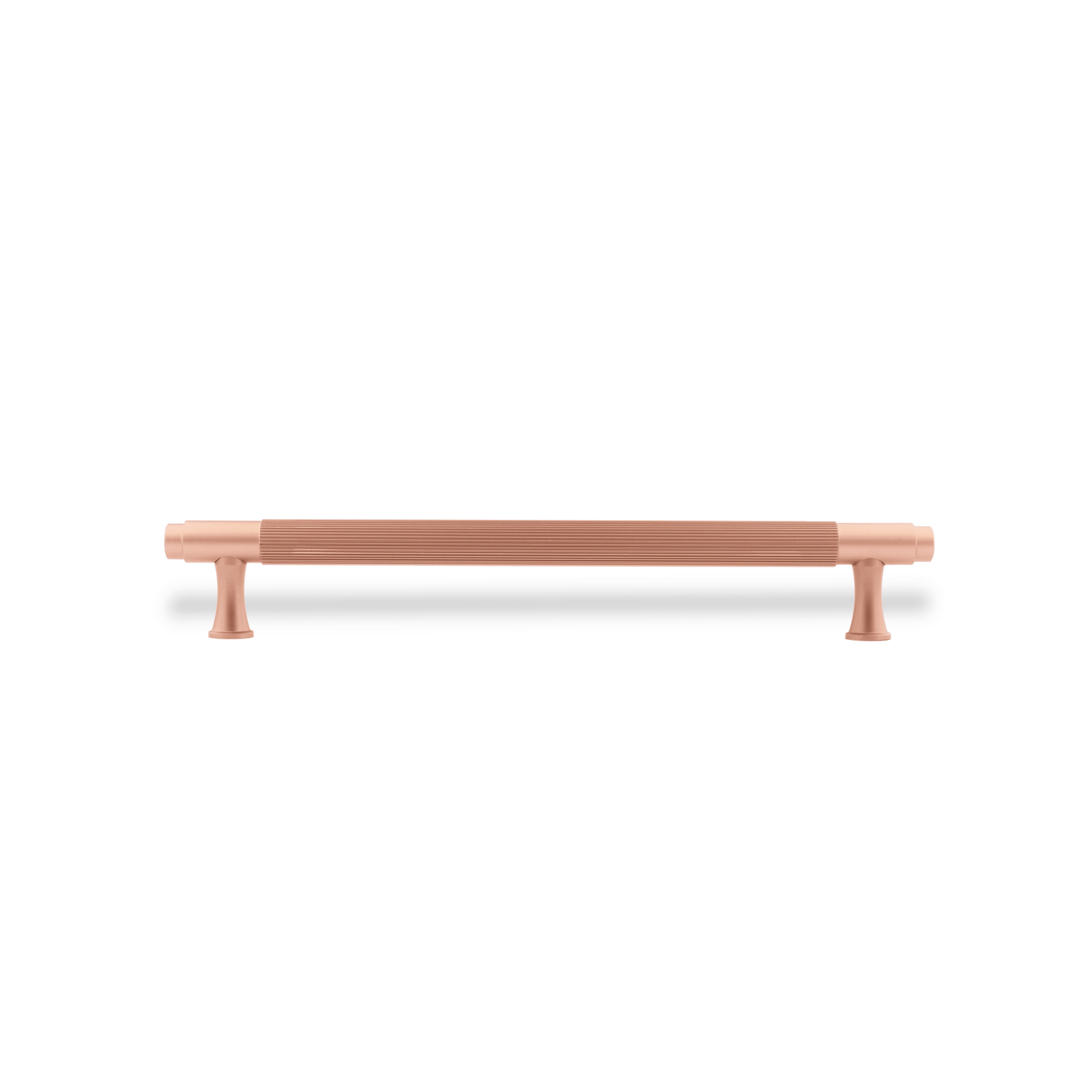 A versatile bar handle in aluminum alloy with matte rose gold or grey finish, Mantara AL-0002 bar handle for cabinets and wardrobes, SKU AL-0002.