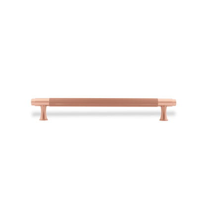The Mantara AL-0002 Sleek Bar Handle is a modern aluminum alloy handle in rose gold, ideal for cabinets and wardrobes.