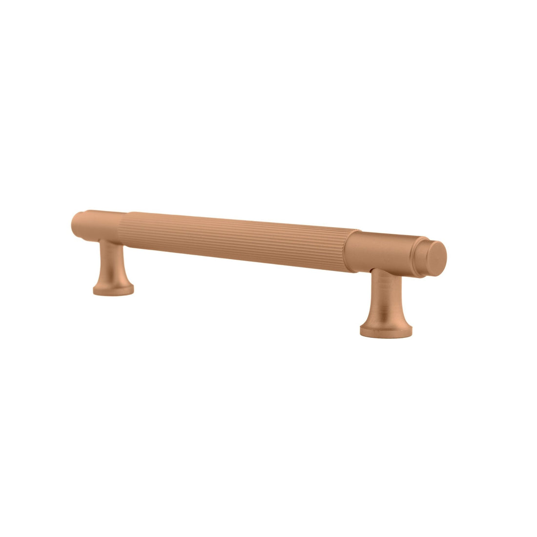 A versatile bar handle in aluminum alloy with matte rose gold or grey finish, Mantara AL-0002 bar handle for cabinets and wardrobes, SKU AL-0002.