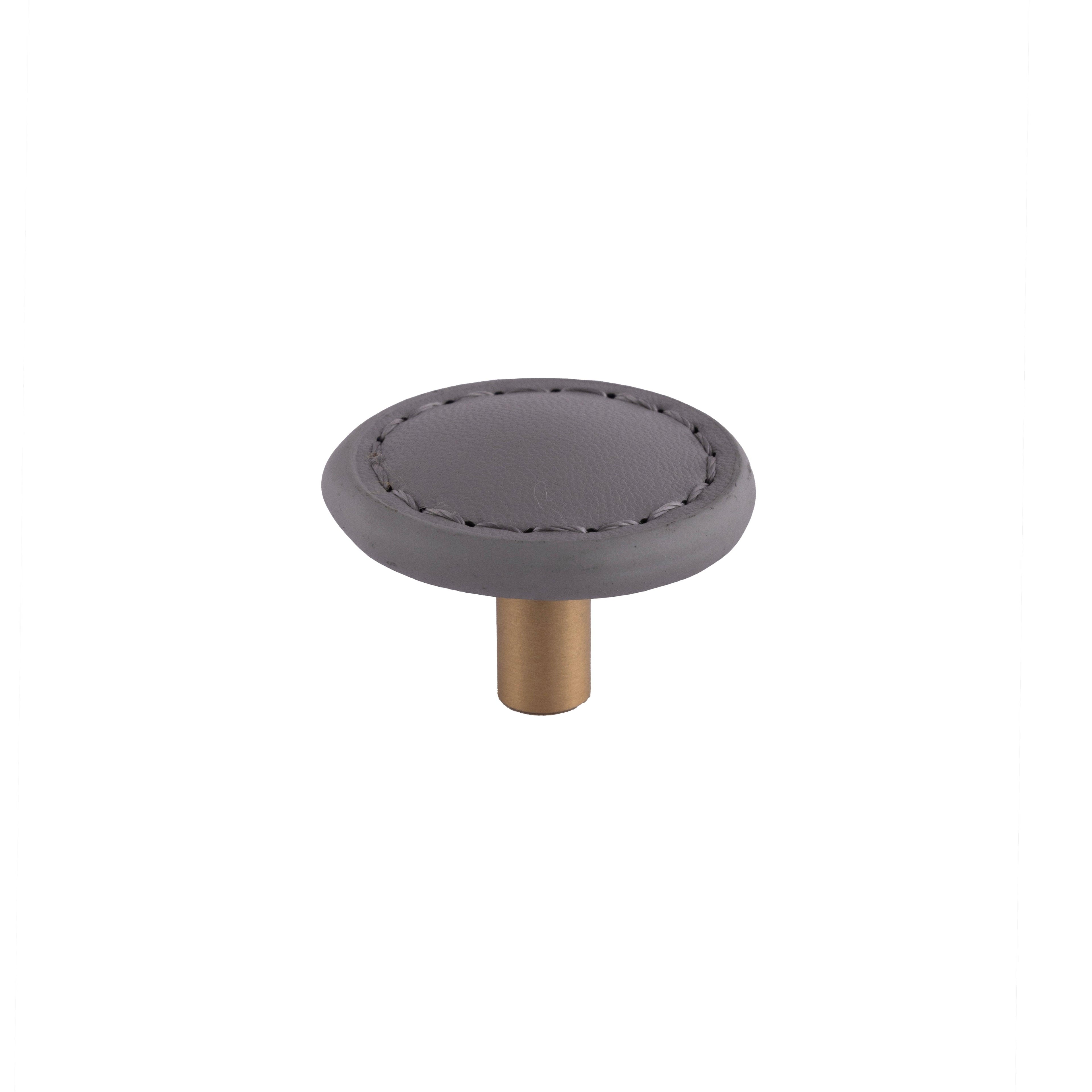 Sofia Round knob Knob 33mm / Grey / Leather - M A N T A R A