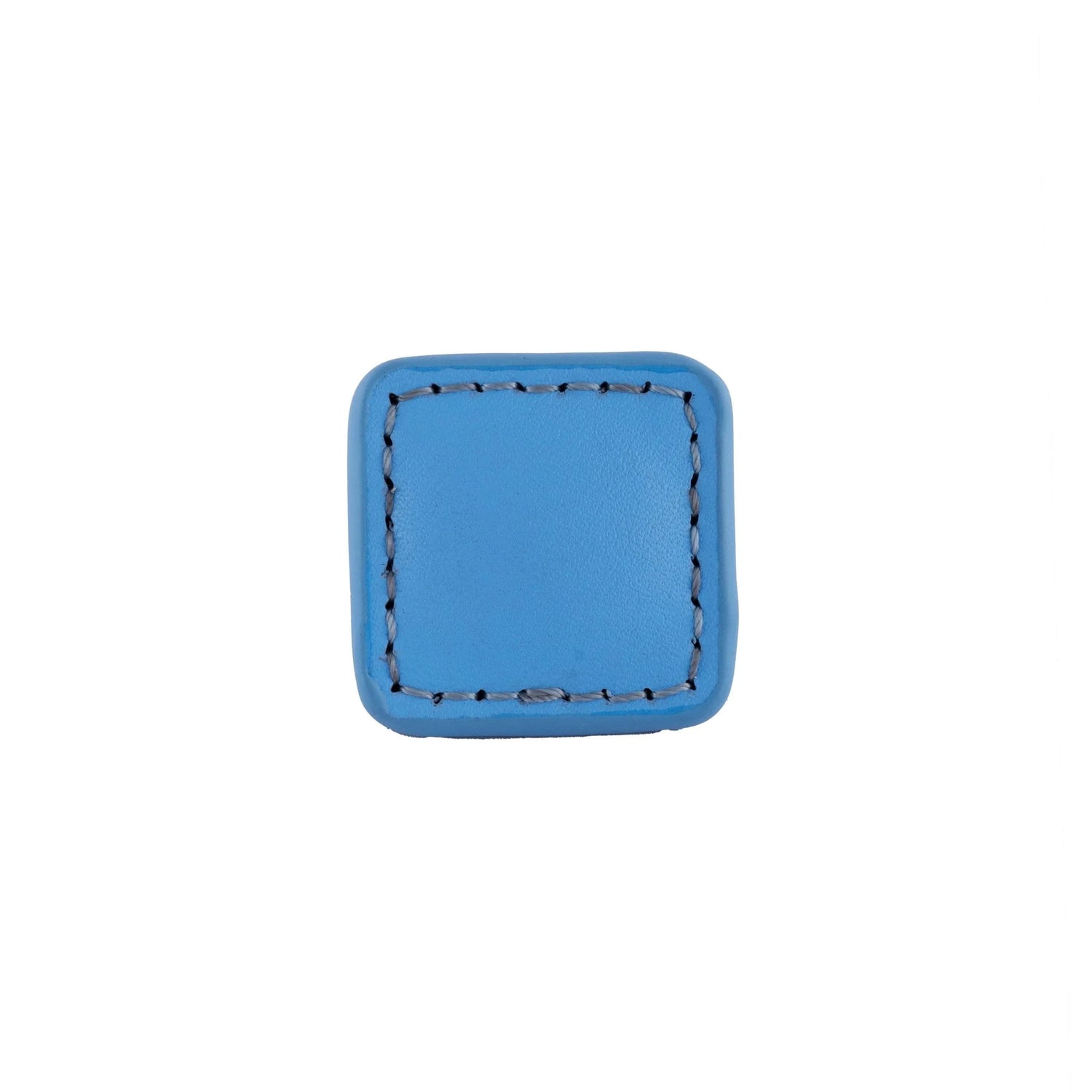 The Mantara L-0008 Sofia Square Knob is a modern leather knob in blue, perfect for cabinets and drawers.