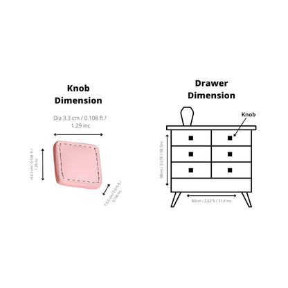 The Mantara L-0008 Sofia Square Knob is a modern leather knob in pink, perfect for cabinets and drawers.
