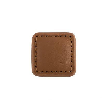 The Mantara L-0008 Sofia Square Knob is a modern leather knob in brown, perfect for cabinets and drawers.