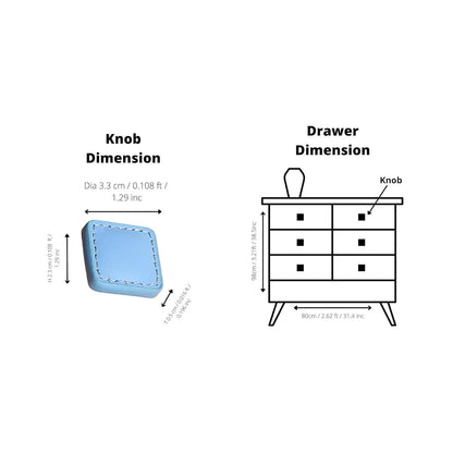 The Mantara L-0008 Sofia Square Knob is a modern leather knob in blue, perfect for cabinets and drawers.