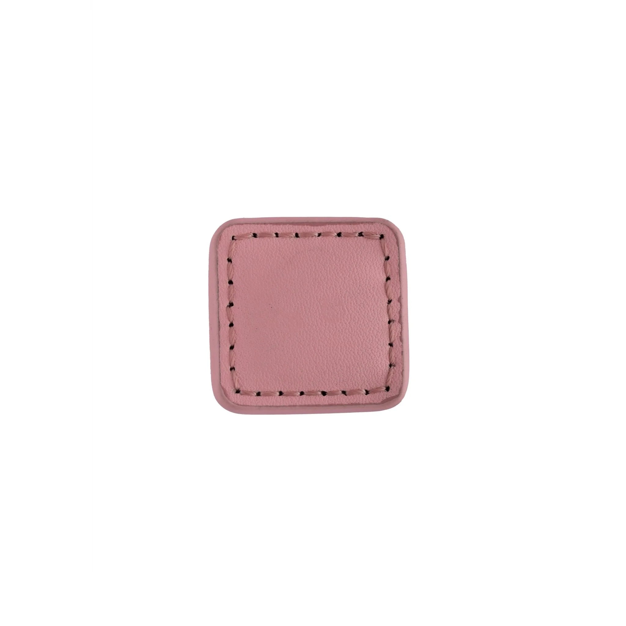 The Mantara L-0008 Sofia Square Knob is a modern leather knob in pink, perfect for cabinets and drawers.
