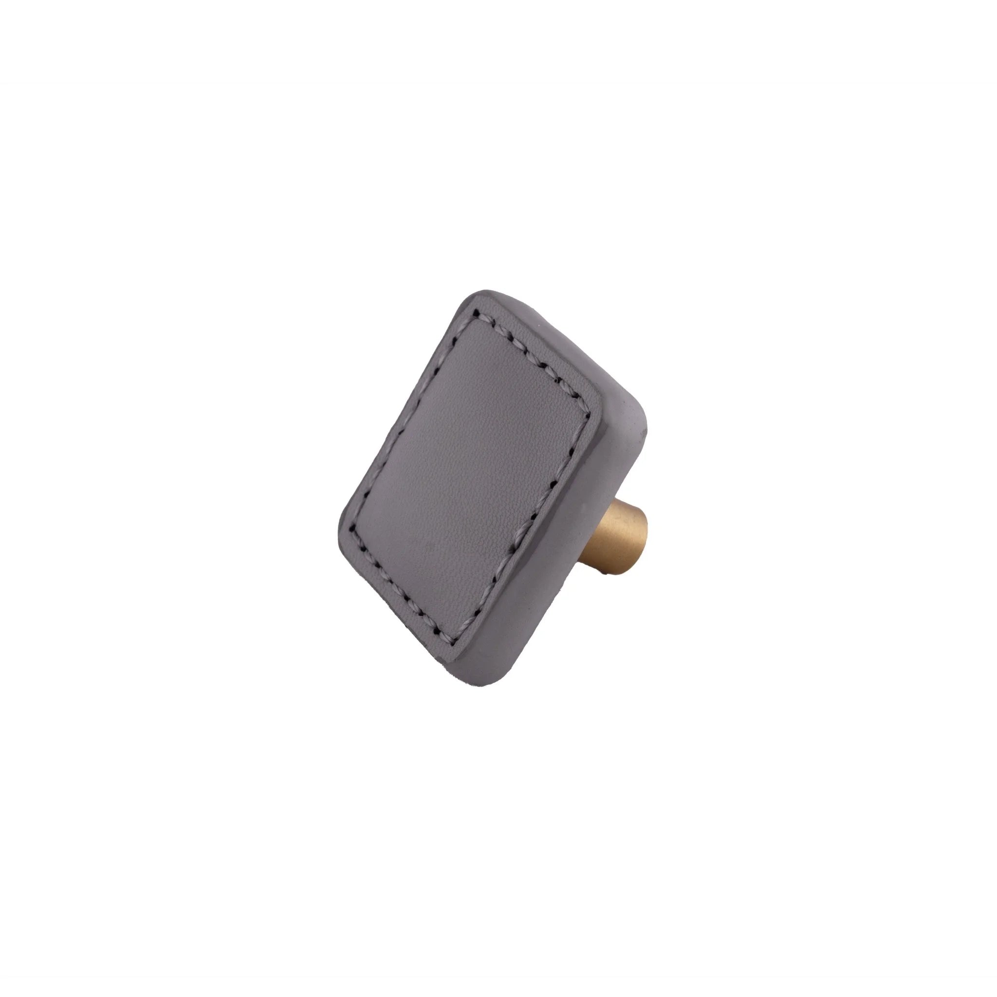 The Mantara L-0008 Sofia Square Knob is a modern leather knob in grey, perfect for cabinets and drawers.