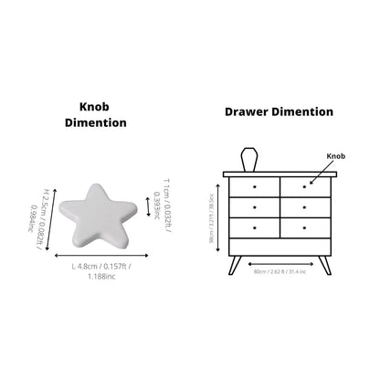 The Mantara CR-0002 Star Knob is a modern ceramic knob in white, ideal for bedrooms, drawers, and cabinets.