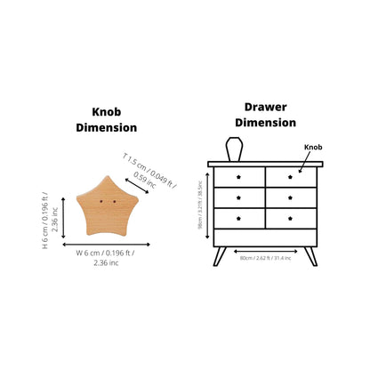 Mantara Starfish Hook W-0024 is a modern walnut wooden knob, ideal for kids’ rooms, drawers, and wardrobes.