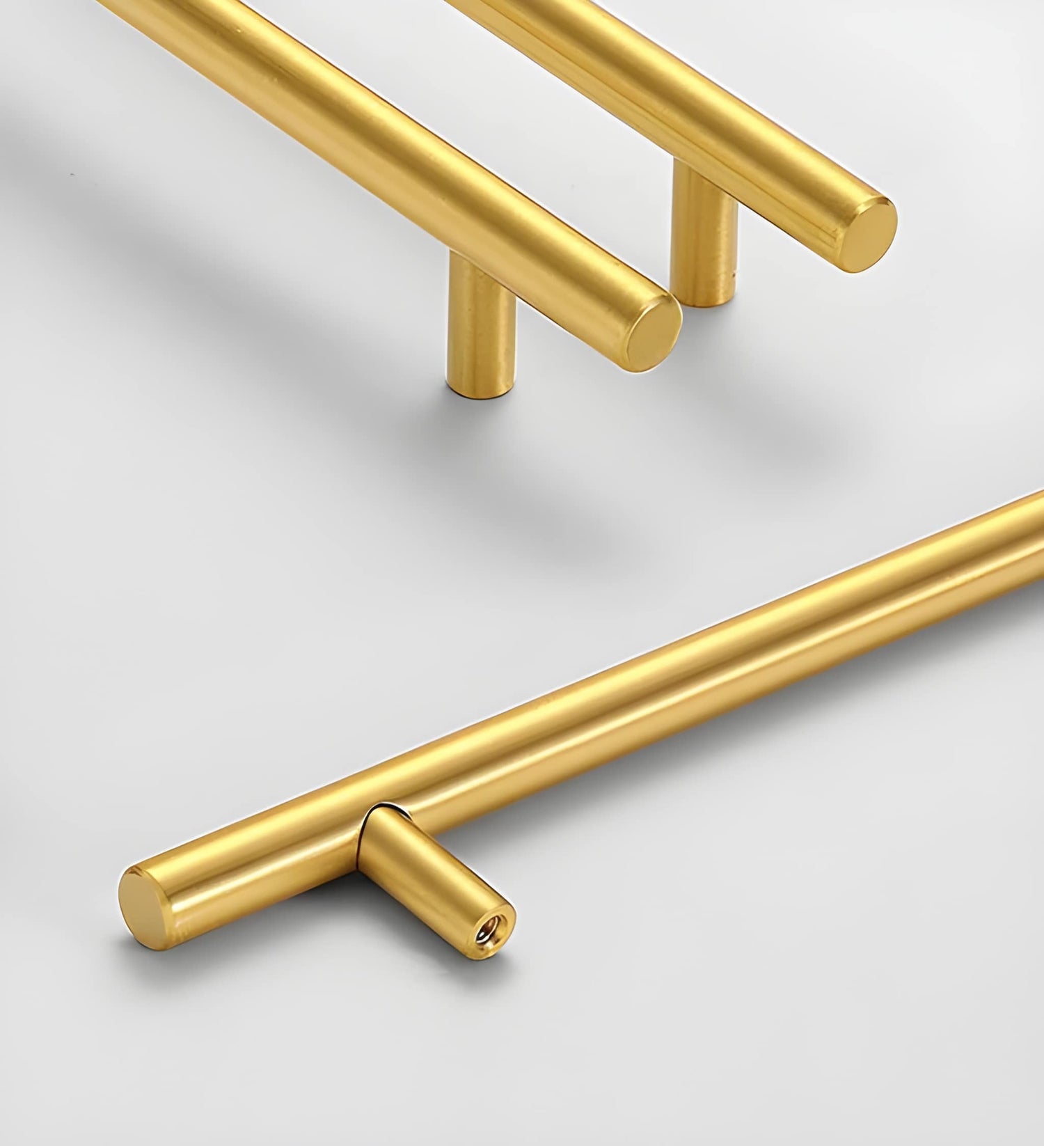 Cabinet pull handle, solid brass, brushed gold finish, Mantara, Sydney Handle, B-0080, ideal for wardrobes and kitchens.