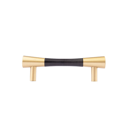 Mantara Sylvia Handle W-0014 is a modern brass &amp; wood handle in  black+gold, ideal for wardrobes &amp; drawers.