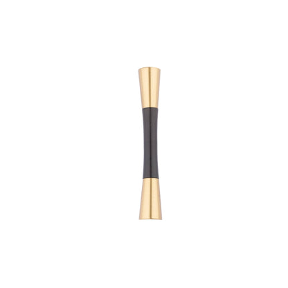 Furniture handle in brass and wood, featuring a tapered form in black and gold finish, Sylvia Handle W-0014 by Mantara.