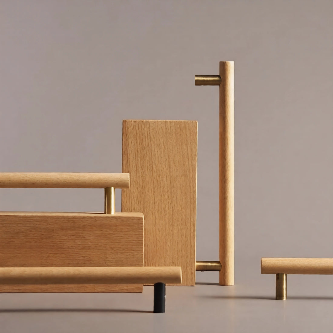 Mantara Modern Pull Handle W-0058 is a polished wood handle in gold, black, bronze for drawers and cabinets.