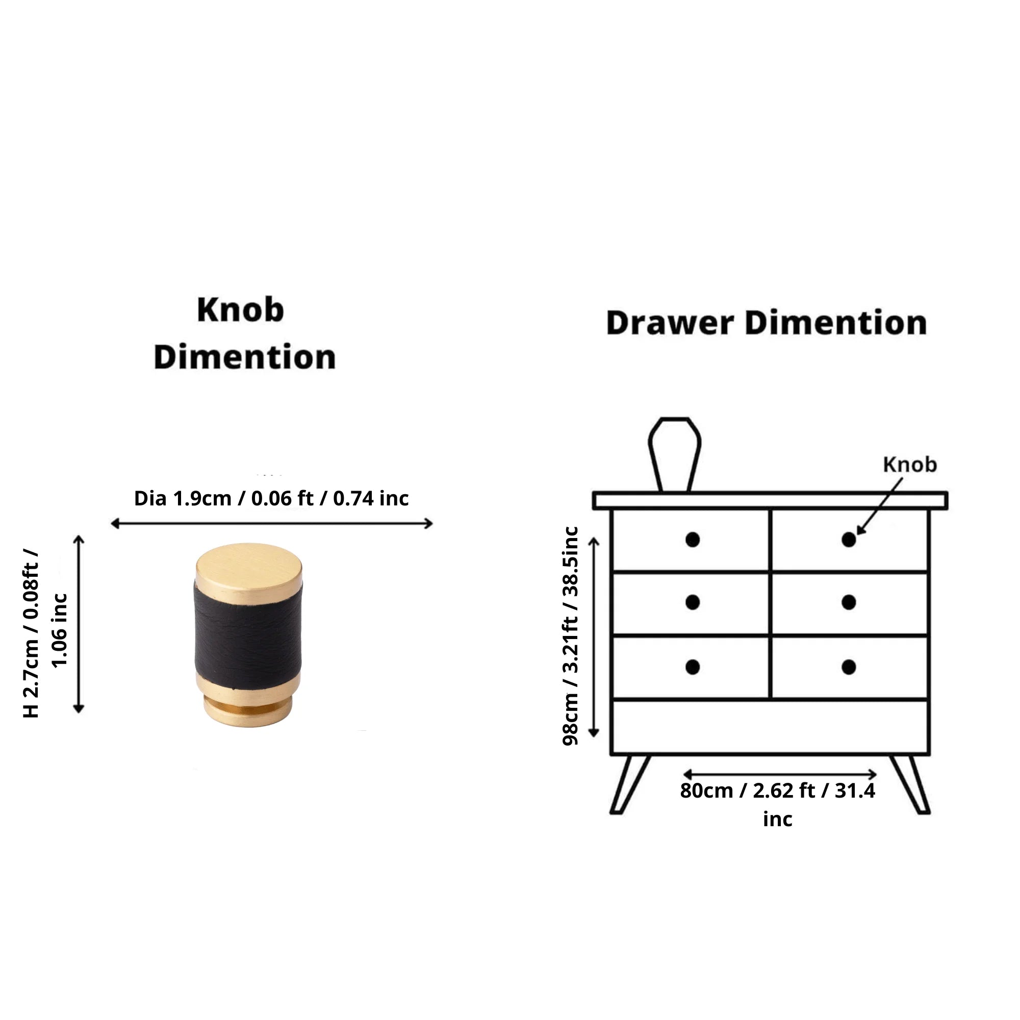 The Mantara L-0003 Tanner Knob is a modern brass and leather knob in black, perfect for cabinets and furniture.