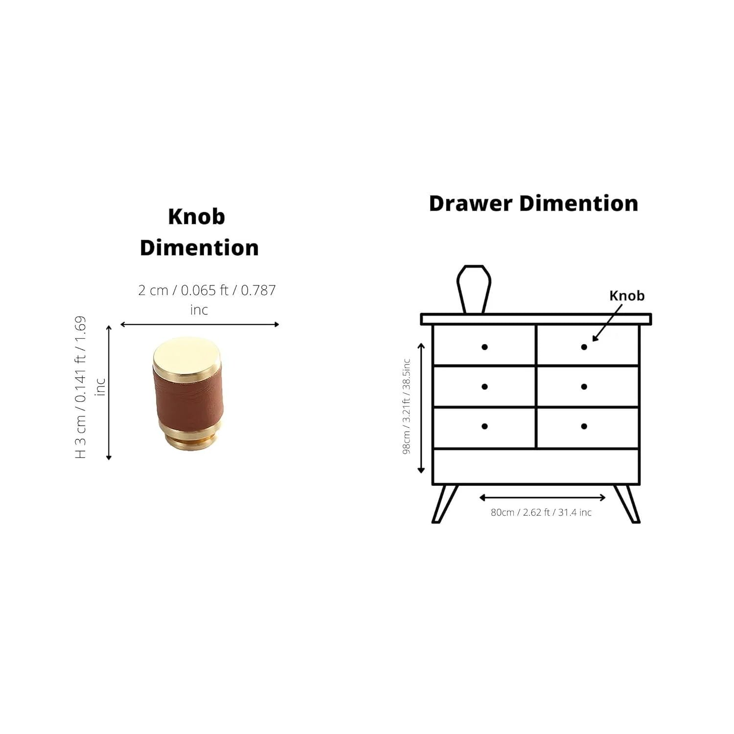 The Mantara L-0003 Tanner Knob is a modern brass and leather knob in brown, perfect for cabinets and furniture.