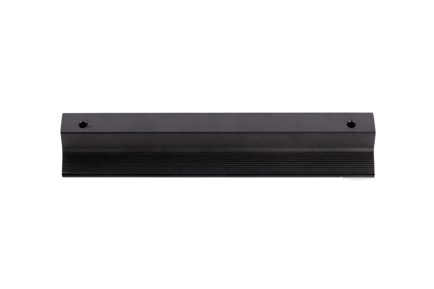 The Mantara AL-0015 Tara Handle is a modern black aluminum handle with a brushed finish, ideal for kitchens, drawers, and cabinets.