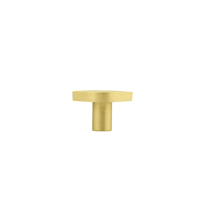 The Tarang Knob by Mantara (B-0104) is a brushed brass modern pair knob in gold, perfect for wardrobes, doors, and kitchens.