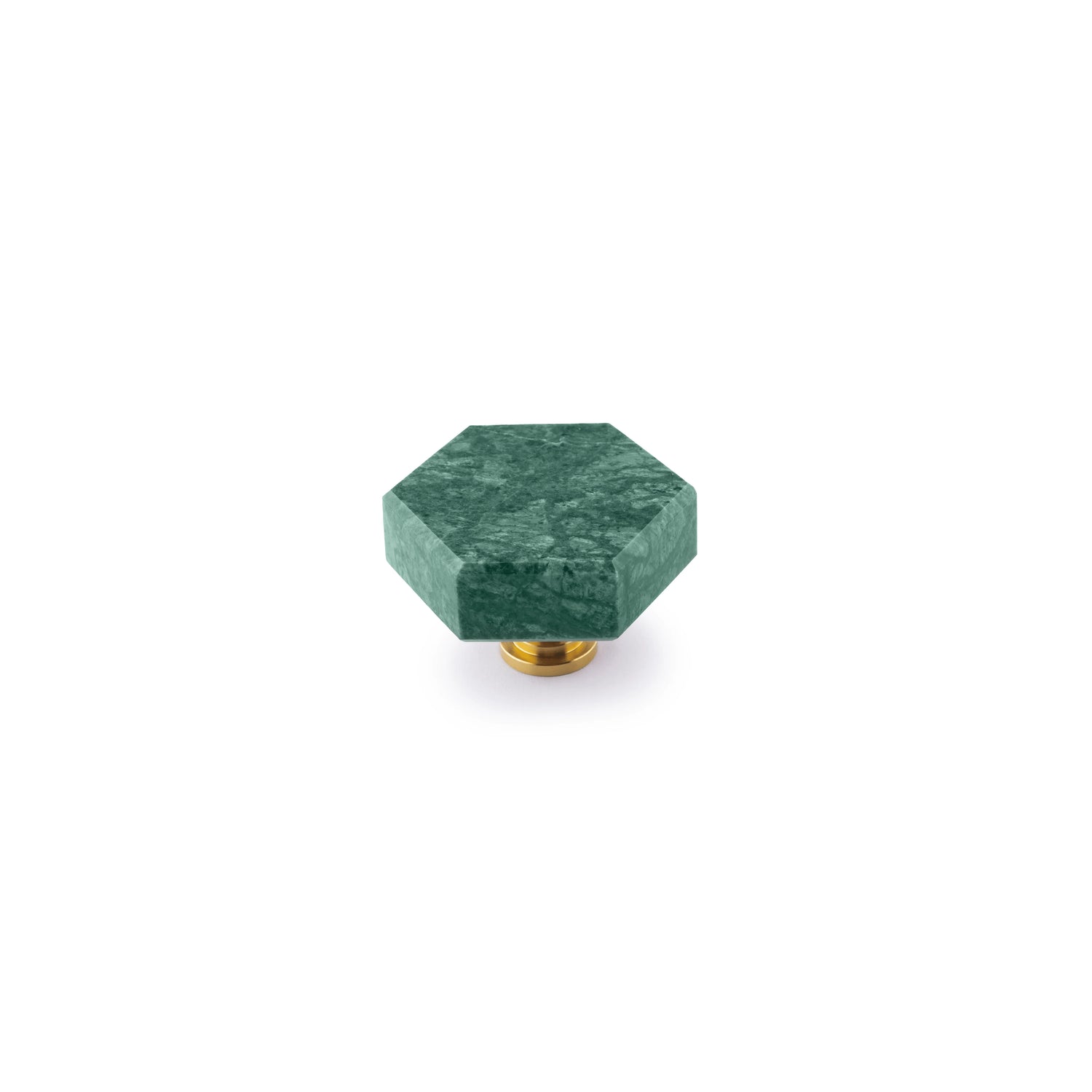 The Mantara M-0002 Tetris Knob is a modern marble and brass knob in green, perfect for doors, drawers, and cabinets.