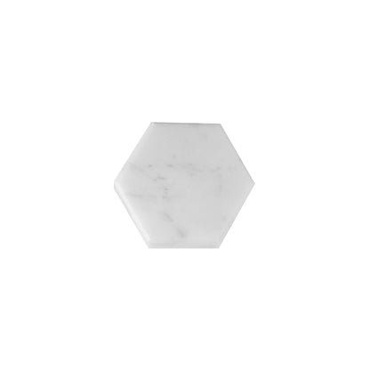 The Mantara M-0002 Tetris Knob is a modern marble and brass knob in white, perfect for doors, drawers, and cabinets.