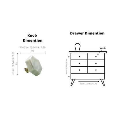 The Mantara M-0002 Tetris Knob is a modern marble and brass knob in white, perfect for doors, drawers, and cabinets.