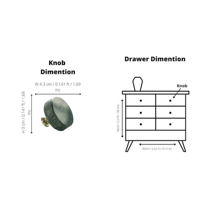 The Mantara M-0001 Theo Knob is a modern marble and brass knob in green, ideal for doors, drawers, and cabinets.