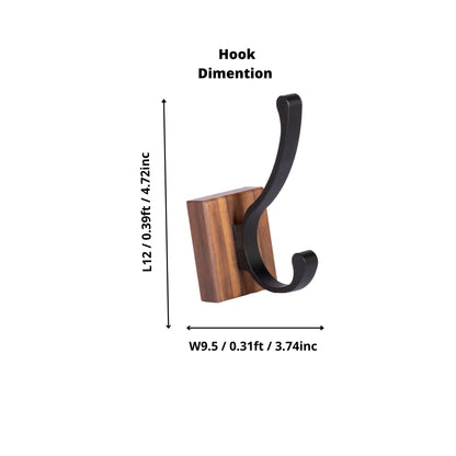 Mantara Thorne Hook W-0032 is a modern space aluminum and walnut hook in black and  ideal for kitchen and dresser drawers.