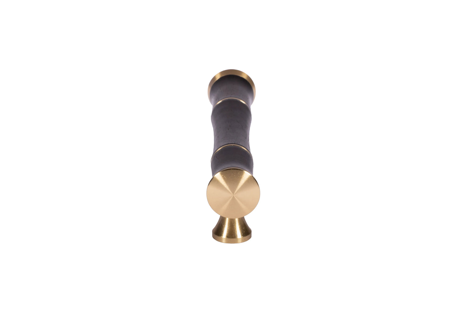 Mantara Titus Handle  W-0019 is a modern brass and wood handle in black  brushed finish, ideal for kitchen drawers and dresser drawers.