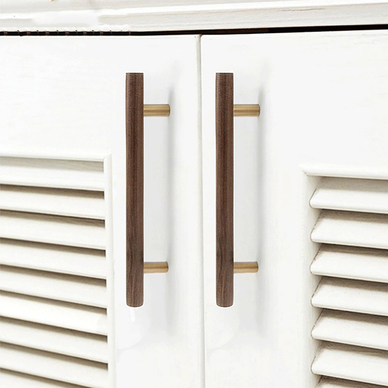 Tudor Handle W-0007 in walnut &amp; brass, sizes 70–392mm, for main doors, wardrobes, cabinets, furniture &amp; almirahs—by Mantara.